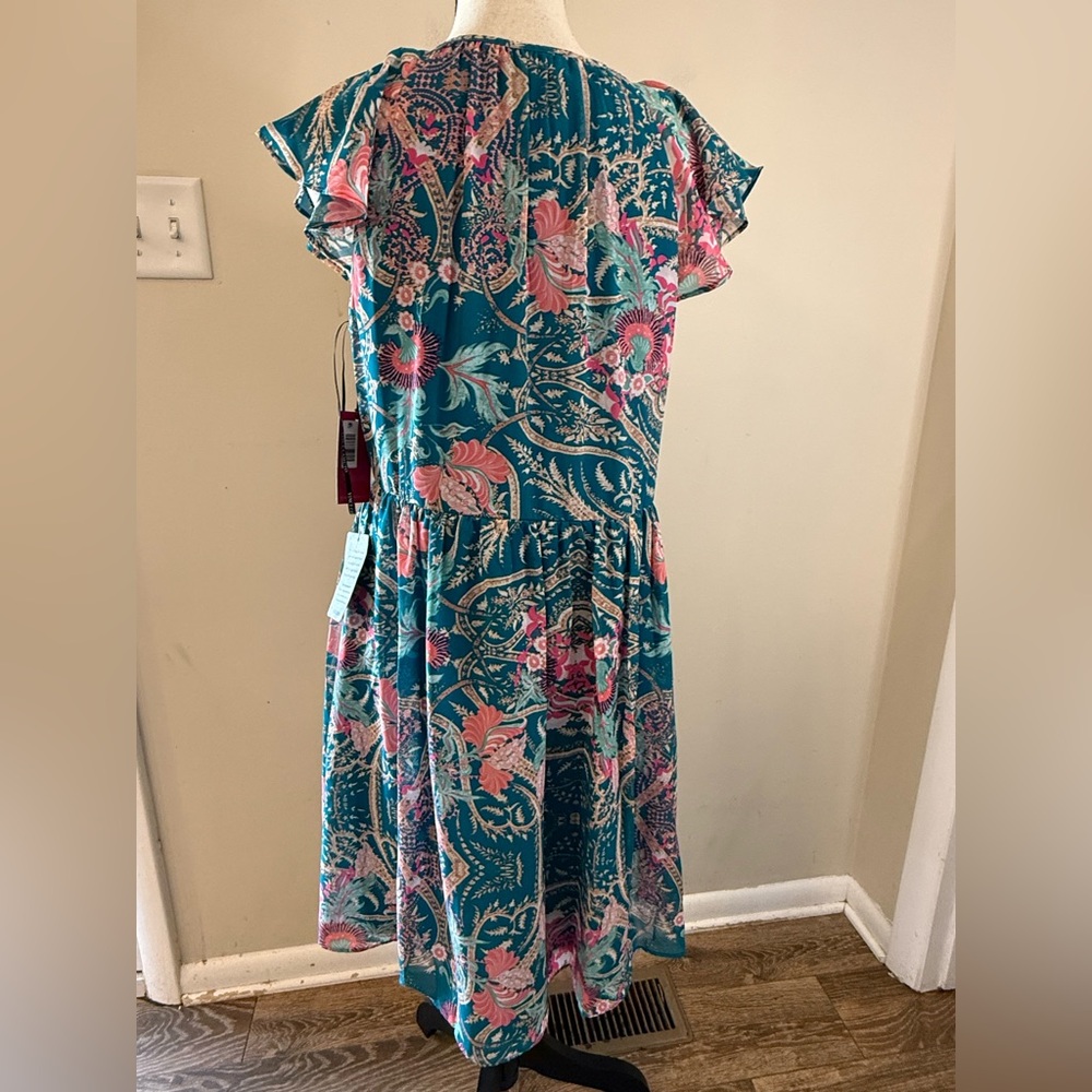 Vince Camuto floral colorful short sleeve midi dress SZ 6 - Picture 5 of 15
